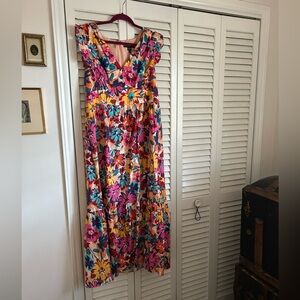Maggy London Pink and Blue Sleeveless Sundress